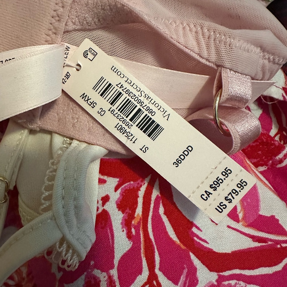 NWT Victoria's Secret Dream Angels Push Up Bra embroidery Lily floral pink 36DDD - Picture 5 of 5